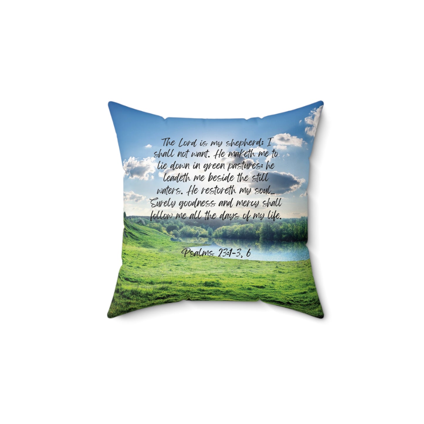 Green pastures, still waters - pillow