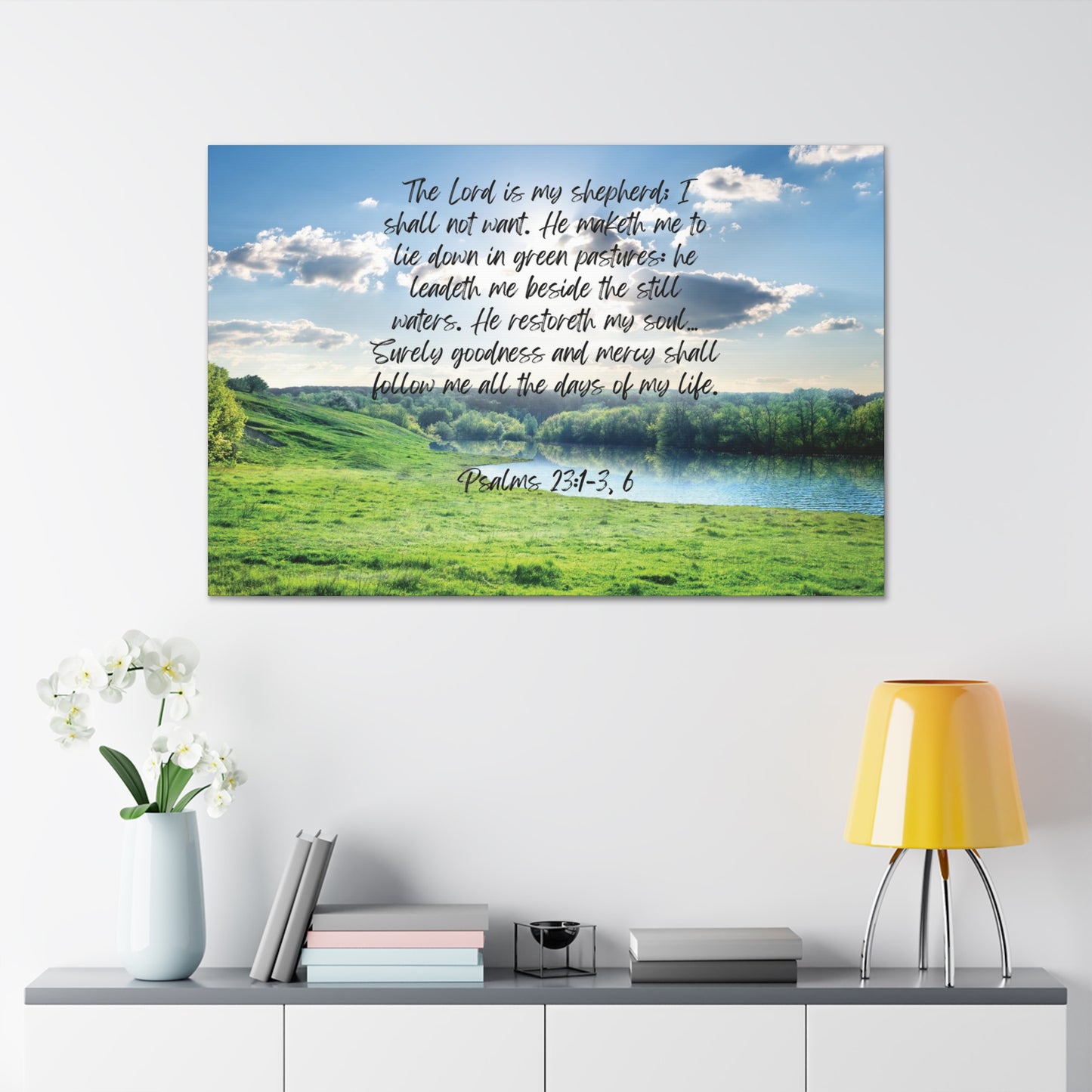 Green pastures, still waters - horizontal canvas