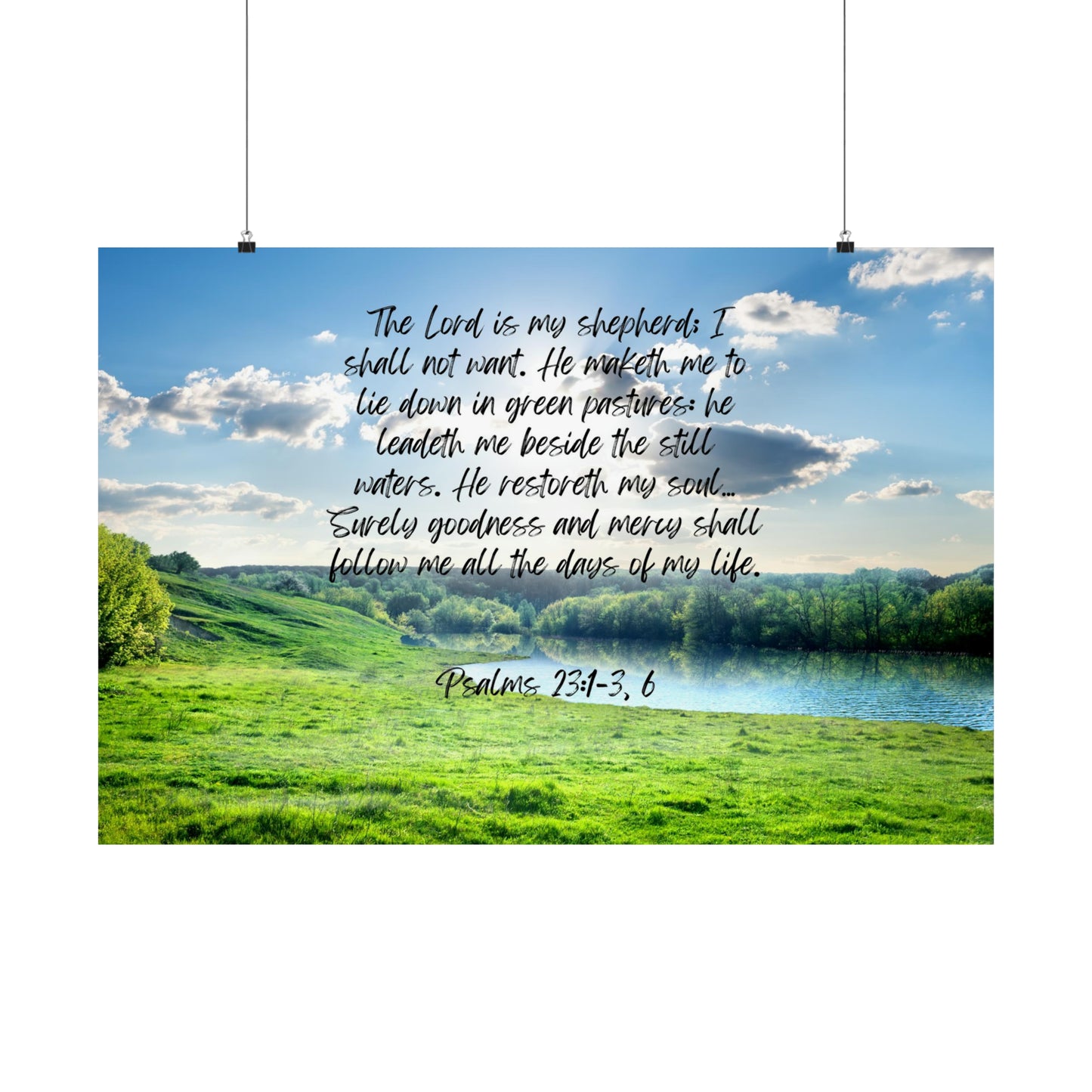 Green pastures, still waters - horizontal poster