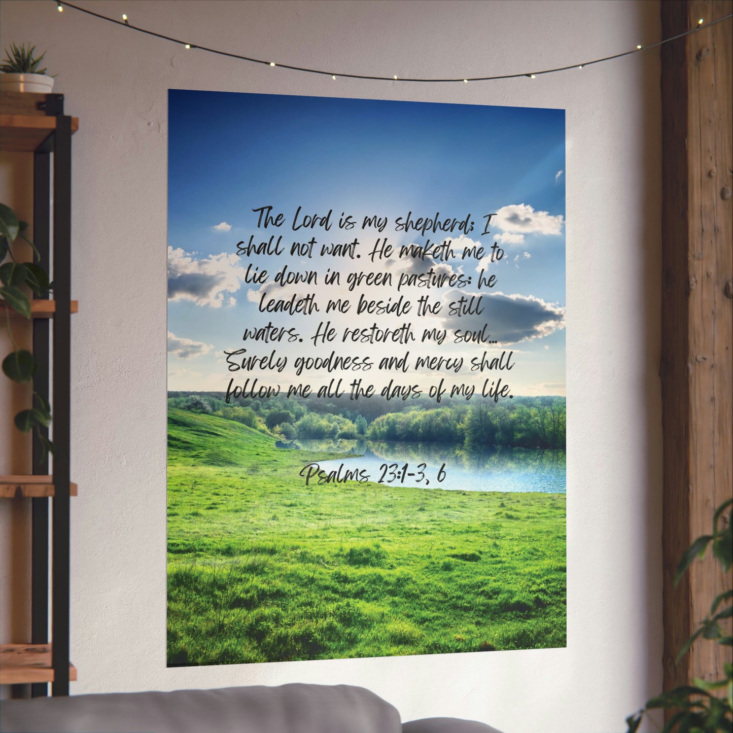 Green pastures, still waters - vertical poster