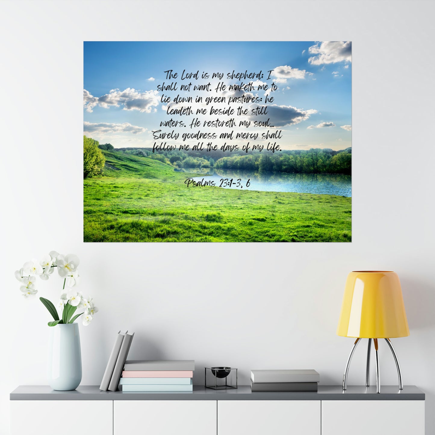 Green pastures, still waters - horizontal poster