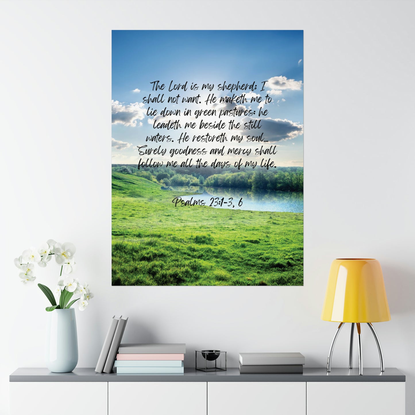 Green pastures, still waters - vertical poster