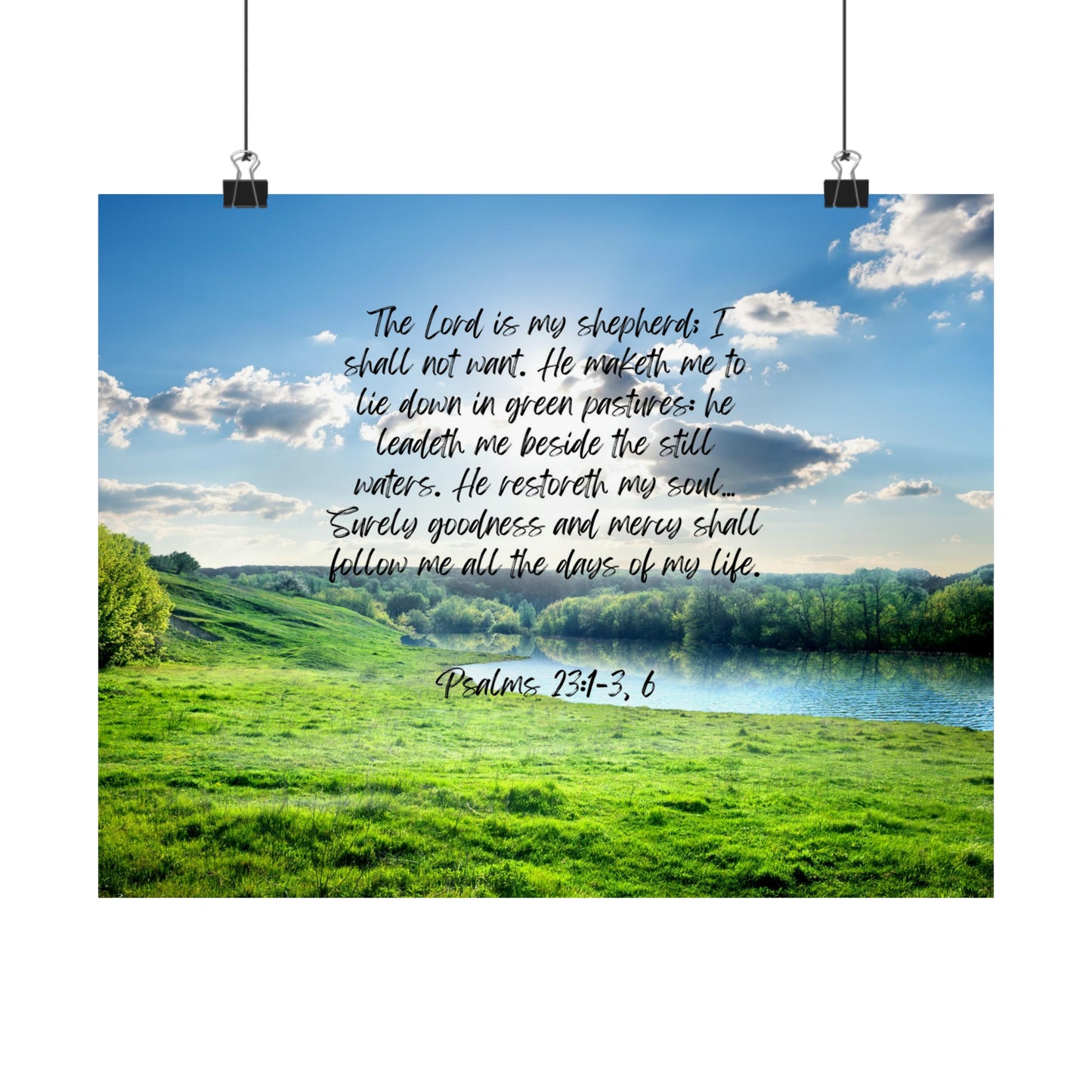 Green pastures, still waters - horizontal poster