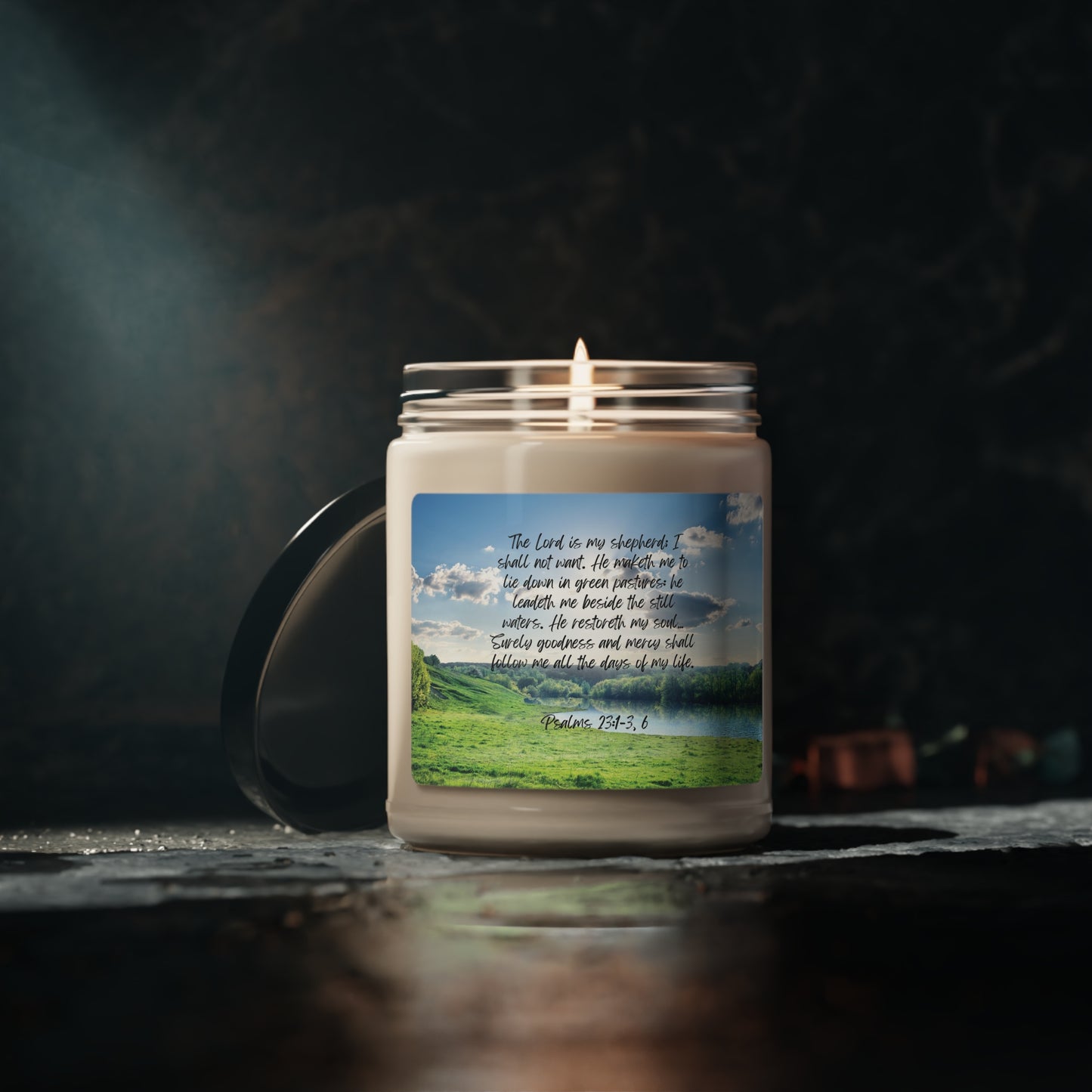 Green pastures, still waters - candle