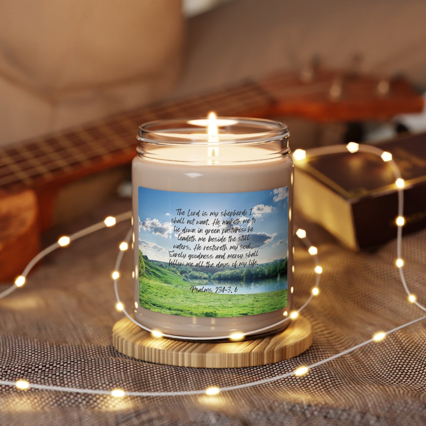 Green pastures, still waters - candle