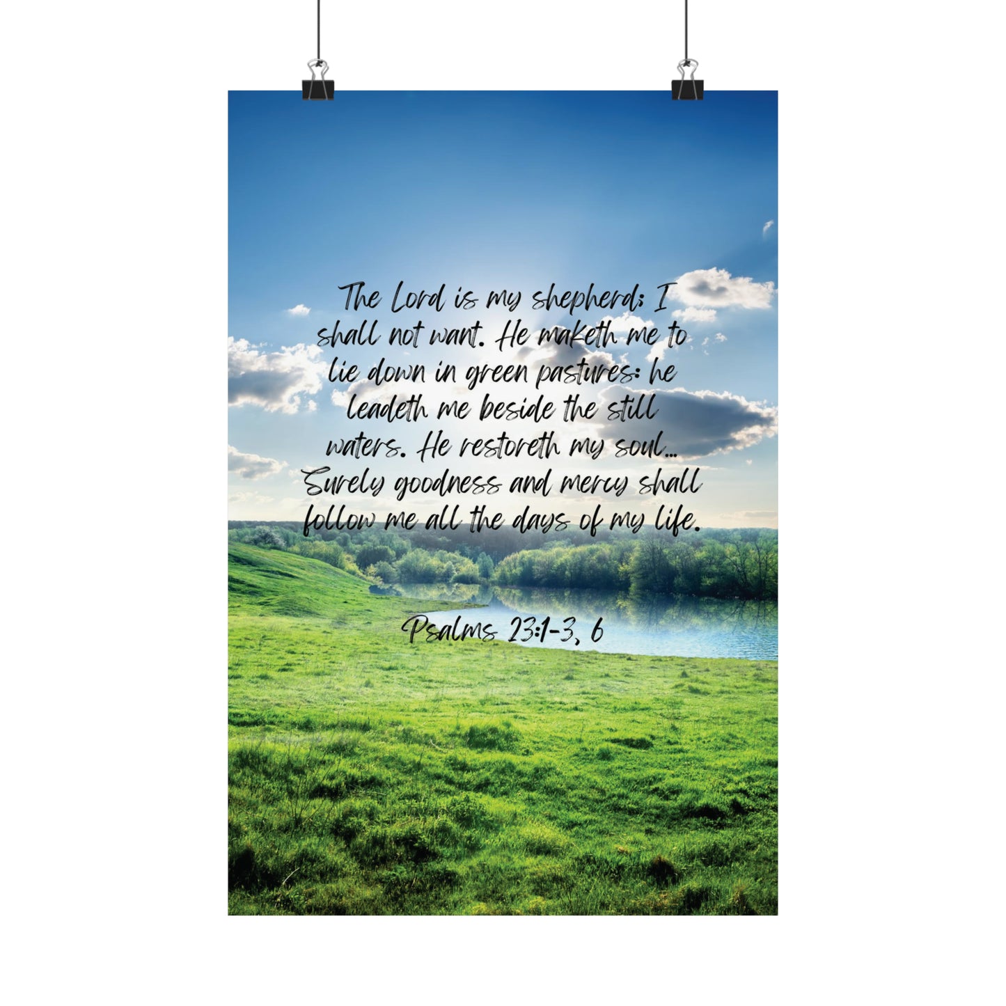 Green pastures, still waters - vertical poster