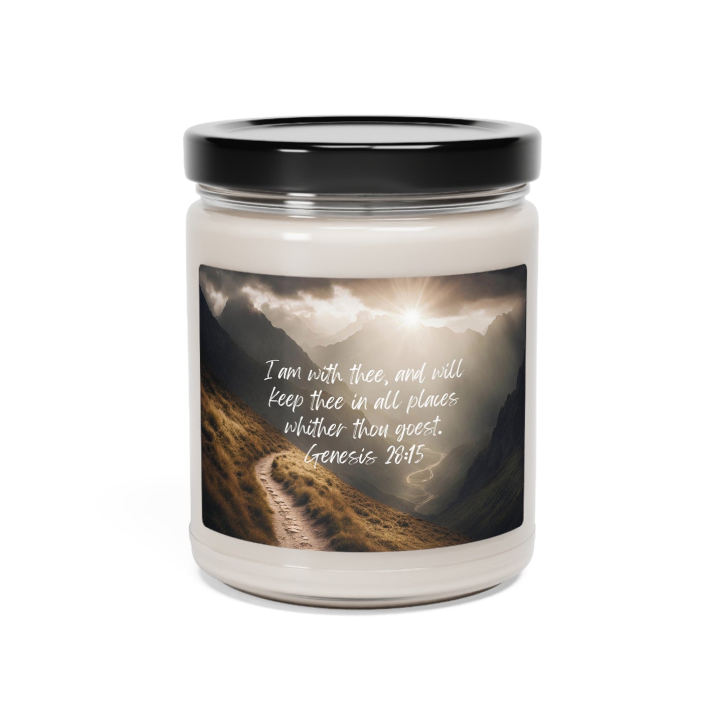 Genesis 28:15: I am with thee, and will keep thee in all places whither thou goest. Scented candle.