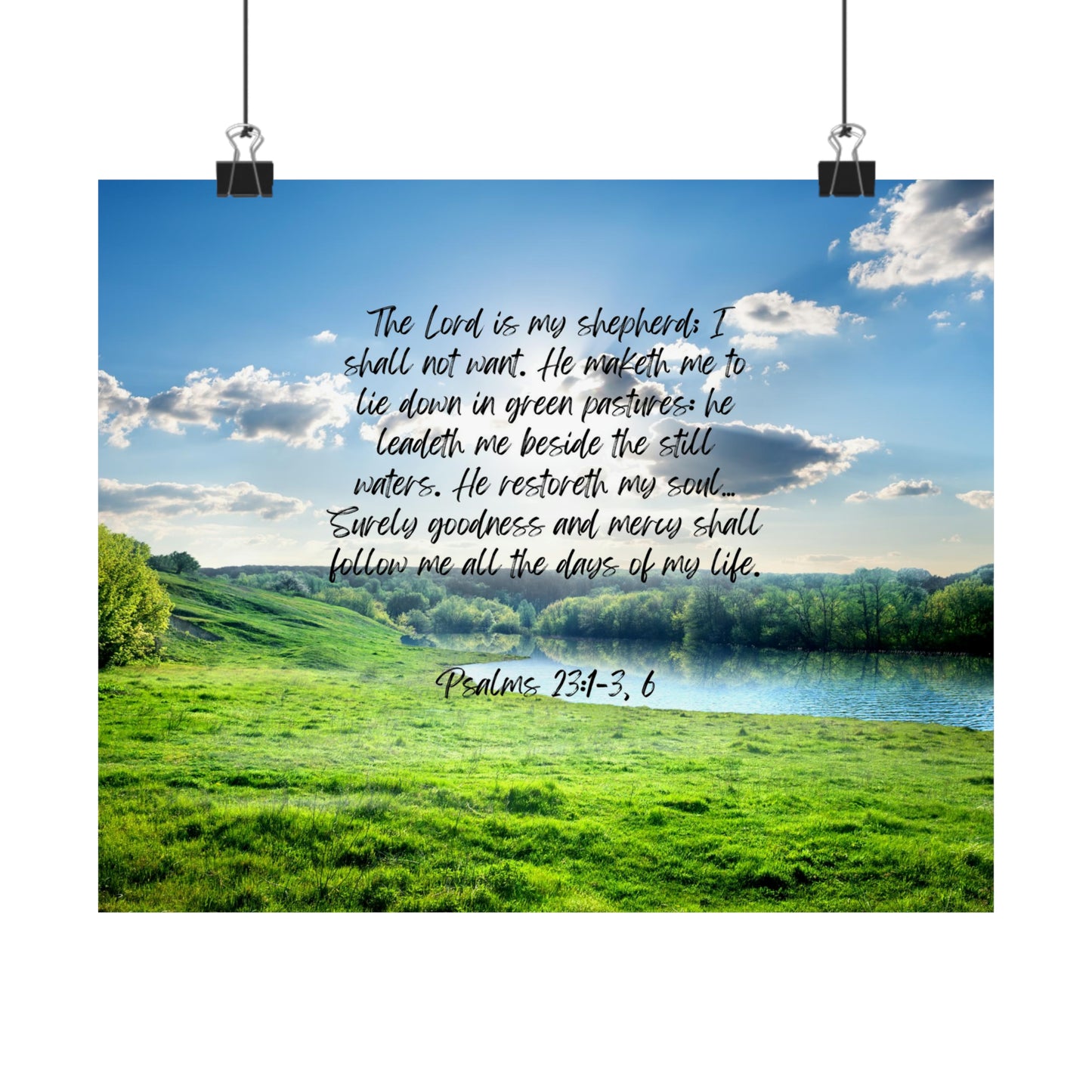 Green pastures, still waters - horizontal poster