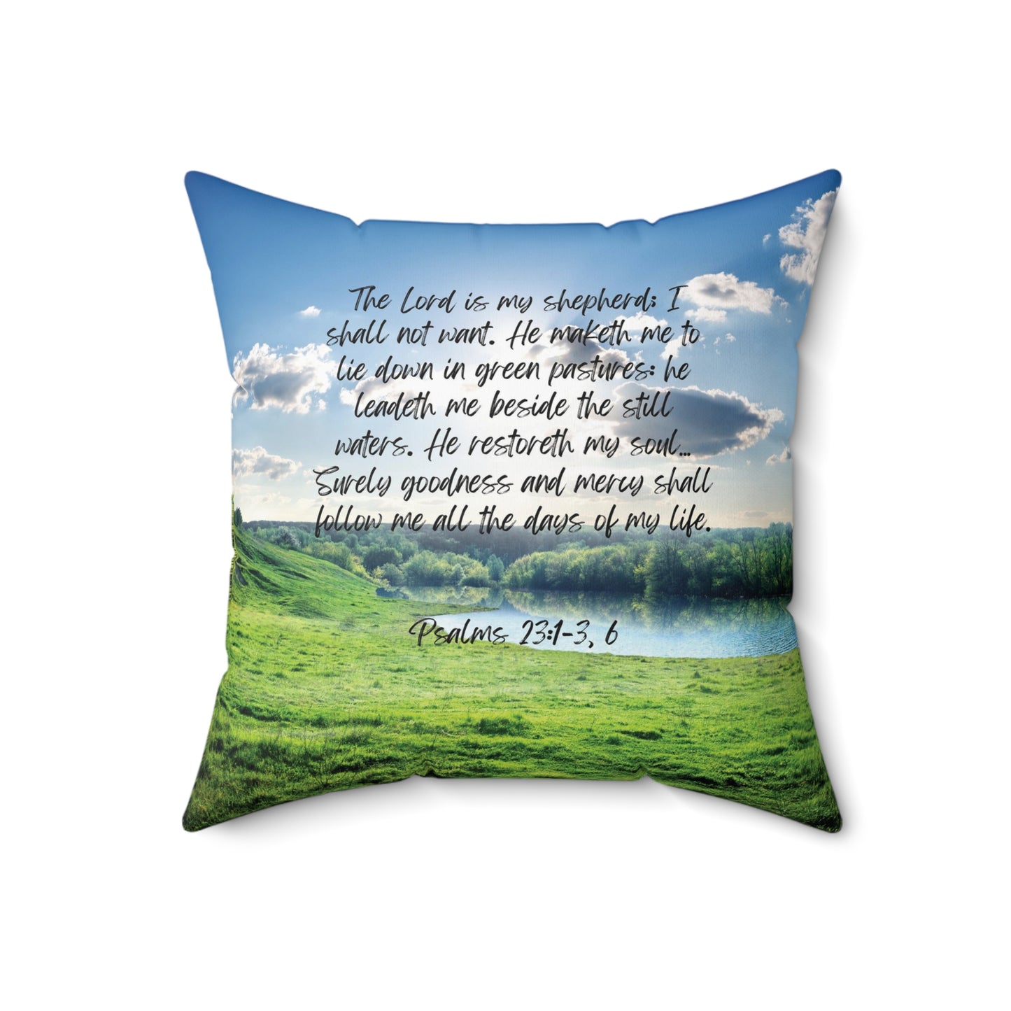 Green pastures, still waters - pillow