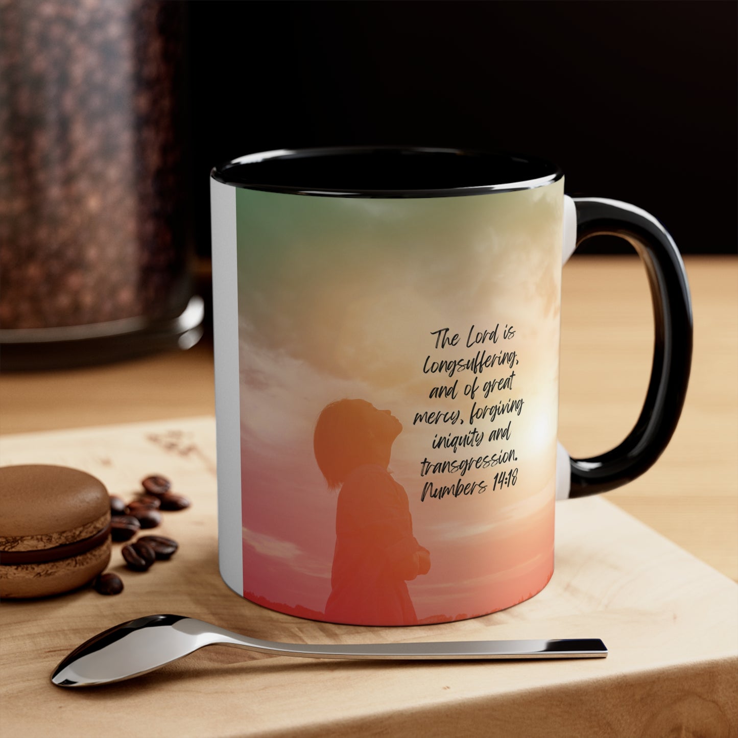 Longsuffering, Merciful, Forgiving - accent mug